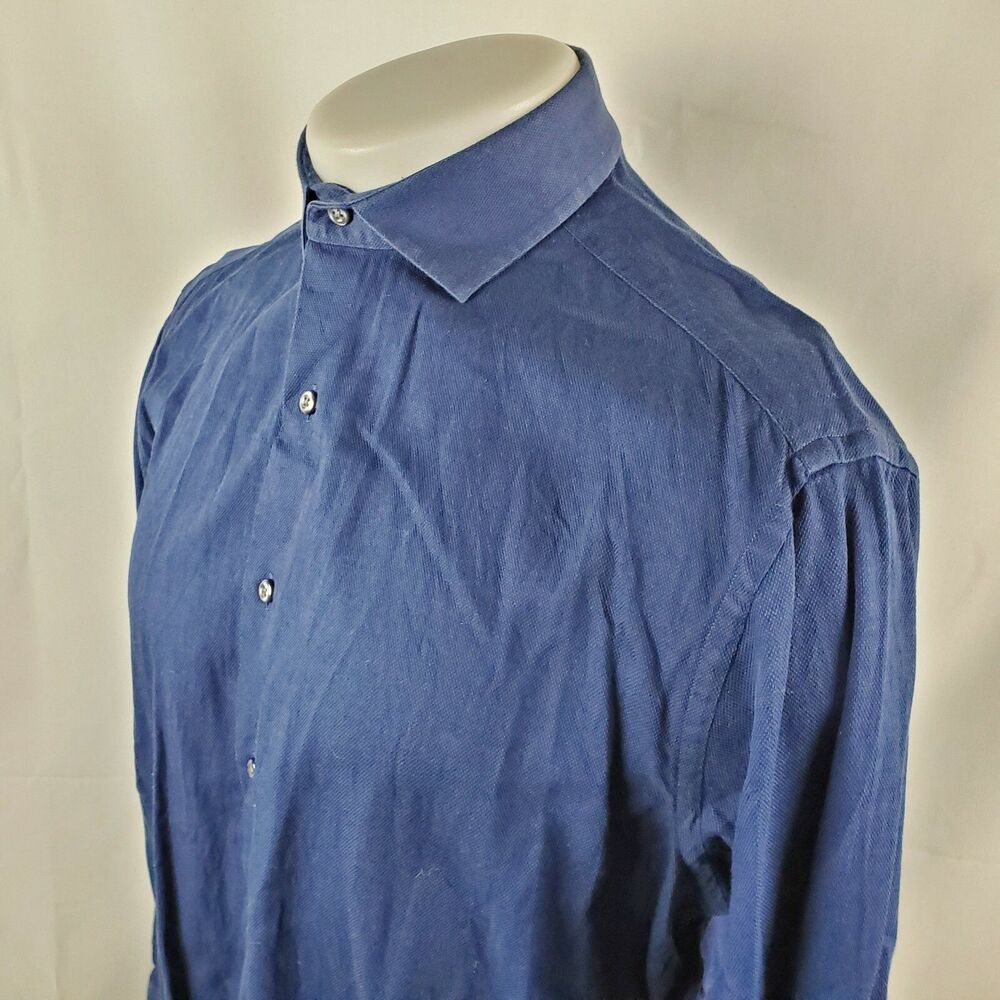 Ben Sherman Shirt Mens 16.5 32/33 Button Up Front Dress Tailored Slim Fit Blue